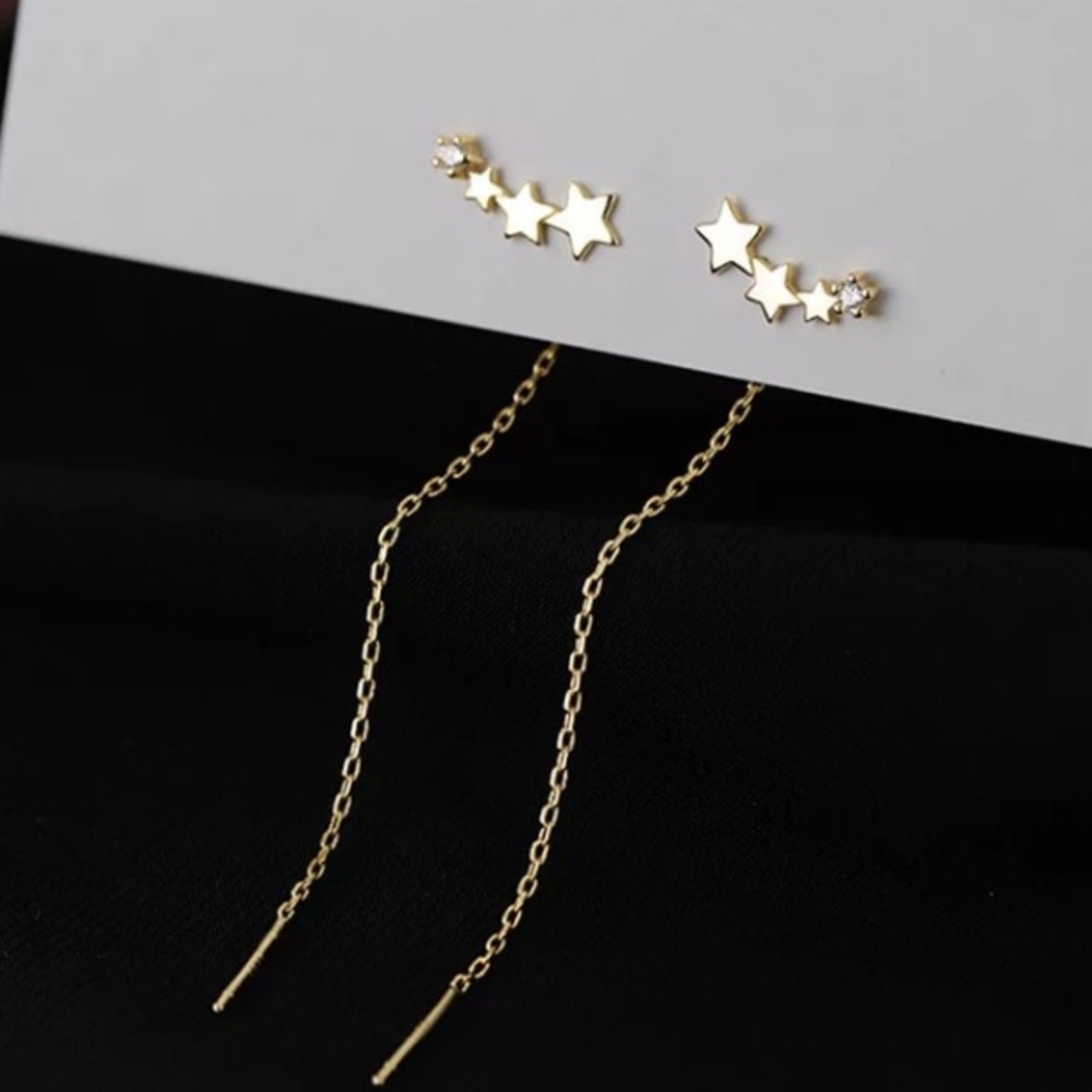 ⭐️Insta 18K Gold  plated threader earrings - Picture 2 of 7